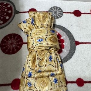 Gold and Blue Patterned Women's Necktie Necklace